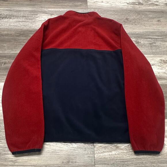 Lands End Oeko-Tex Blue Red Mens XL Colorblock Mock Neck Fleece Pullover Jacket - Picture 3 of 8